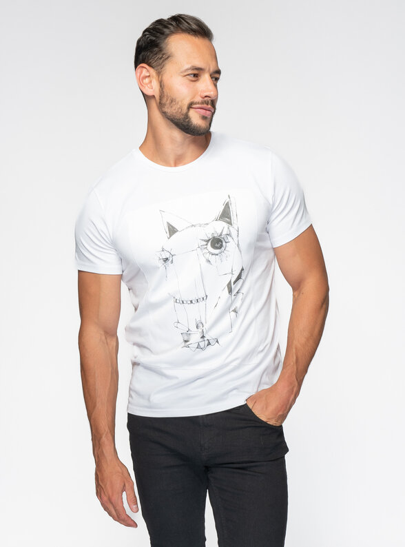 Pánske tričko biele s obrazom koňa